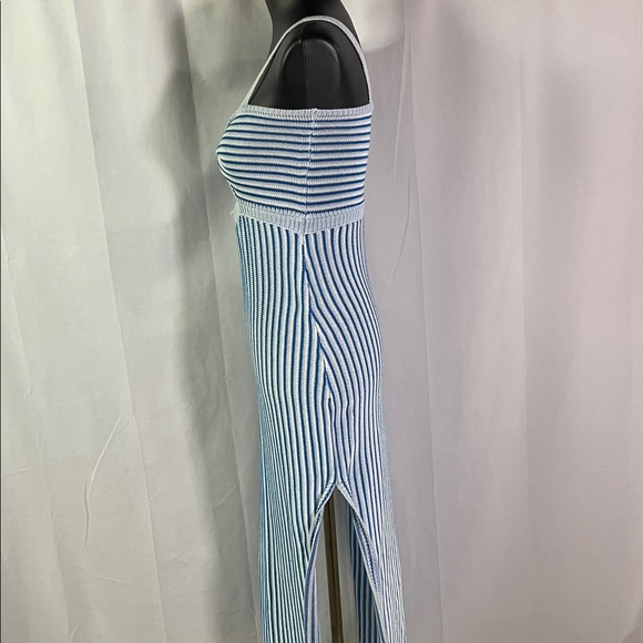 SHEIN Blue Striped Cut Out Knit Midi Dress - Picture 4 of 16